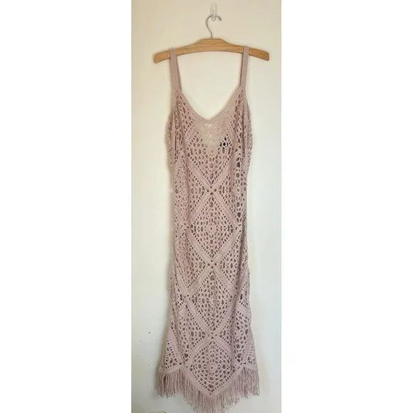 Nasty Girl Crochet Dress/Coverup Fairycore Boho Whimsigoth Tomatoe Girl Size L - Picture 2 of 12